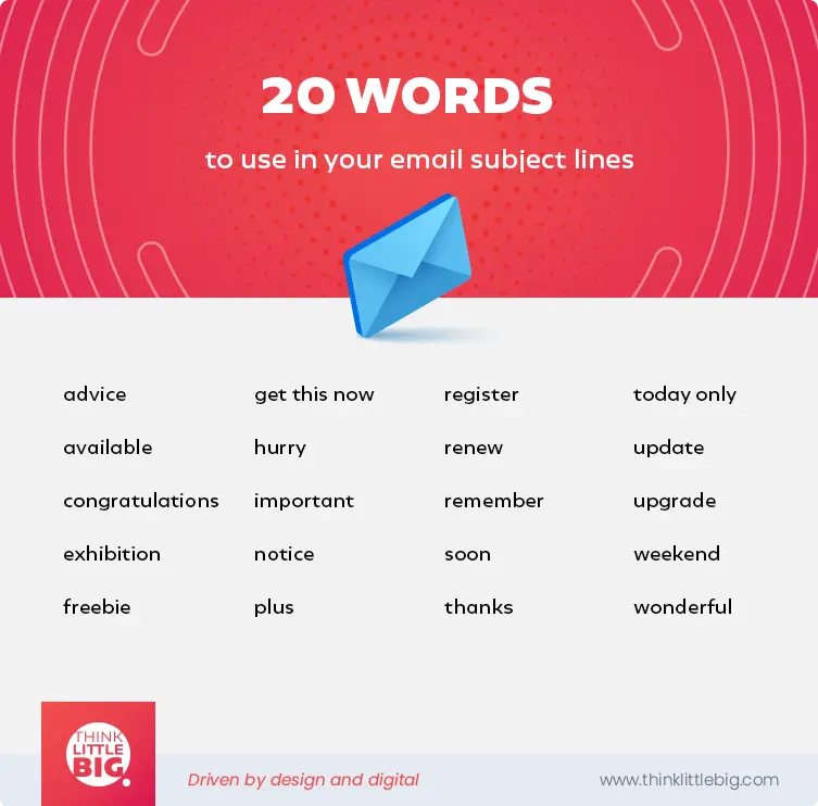 20 words to use in your email subject lines